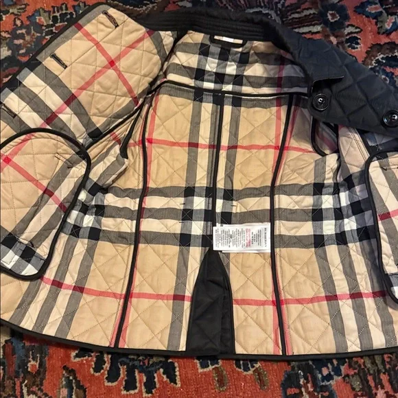 Girls’ Burberry Black Quilted Jacket - Picture 2 of 5